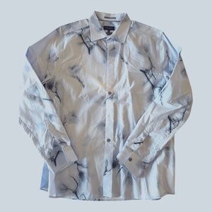 Ted Baker Cotton Poplin Shirt – XL (Light Blue Abstract Print)